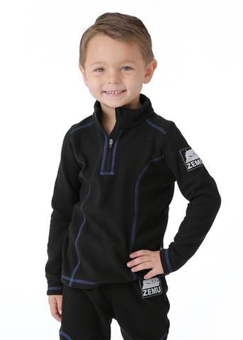 Little Kids 1/4 Zip Black Fleece Top