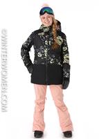 Women's Torah Bright Snowflake Jacket - True Black / Torah'S Roses - Roxy Womens Torah Bright Snowflake Jacket - WinterWomen.com                                                                                           