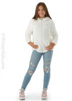 Girls Suave Oso Hooded FZ Jacket - Gardenia White - TNF Girls Suave Oso Hooded FZ Jacket - winterkids.mom                                                                                                 