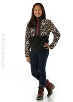 Youth Printed Glacier 1/4 Zip - Pinecone Brown Leopard Print - TNF Youth Printed Glacier 1/4 Zip - winterkids.mom                                                                                                    