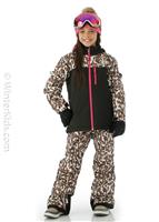 Youth Snowquest Plus Insulated Jacket - Pinecone Brown Leopard Print - TNF Youth Snowquest Plus Insulated Jacket - winterkids.mom                                                                                            