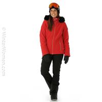 Women's Niseko Faux Fur Parka - Red -                                                                                                                                                       