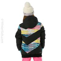 Girls Lana Jacket - Black / Brick Print -                                                                                                                                                       