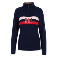 Women's Luna Zip Sweater - Deep Navy / Winter White / Red