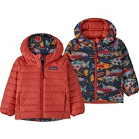Baby Reversible Down Sweater Hoody - Salmon Energy / Ink Black