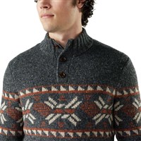 Men's Heavy Henley Sweater - Charcoal / Pecan Brown