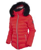 Women's Fiona Jacket with Real Fur - Scarlet Flame